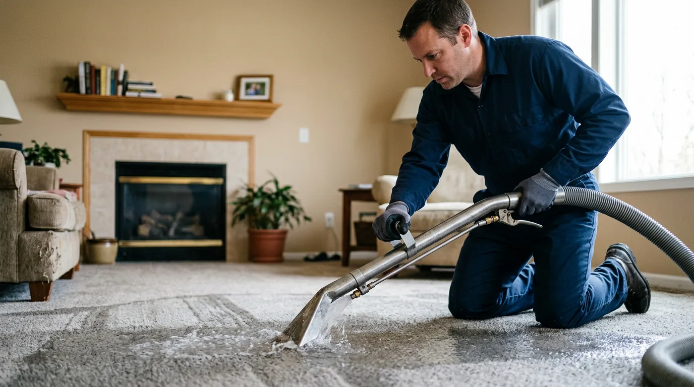 Water damage restoration technician working near Duncan, MS
